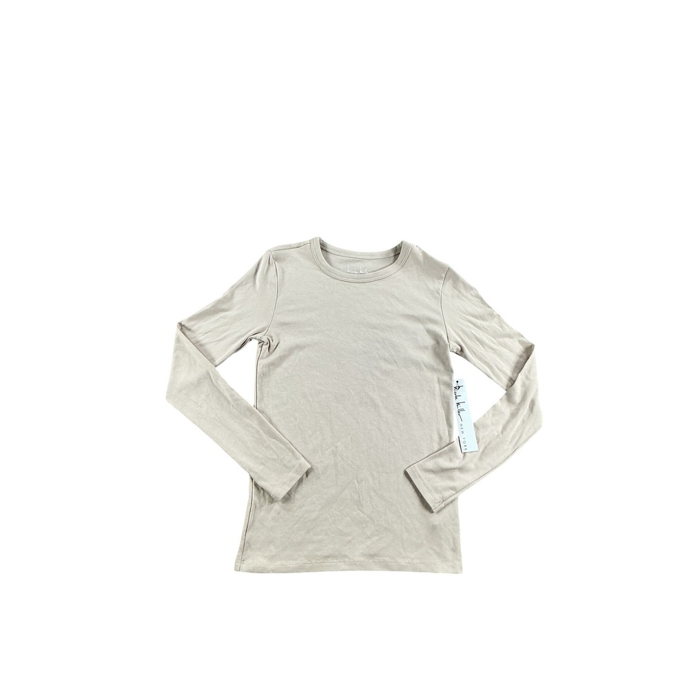 Nicole Miller New York Beige Long Sleeve Crew Neck Top XS NWT